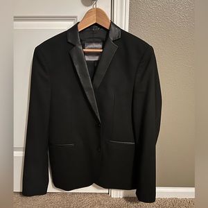 Zara Black Blazer with Leather Lapel